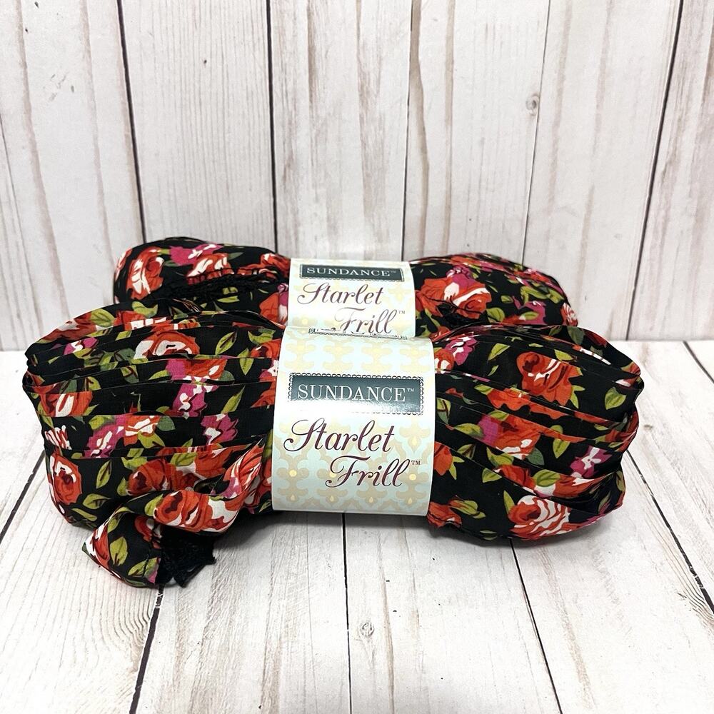 Sundance Starlet Frill Yarn Red Rose Floral 3.5 oz 16 Yds Lot of 2